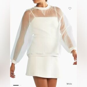 NEW! Cynthia Rowley White Organza pullover top L (never worn - tag still on)